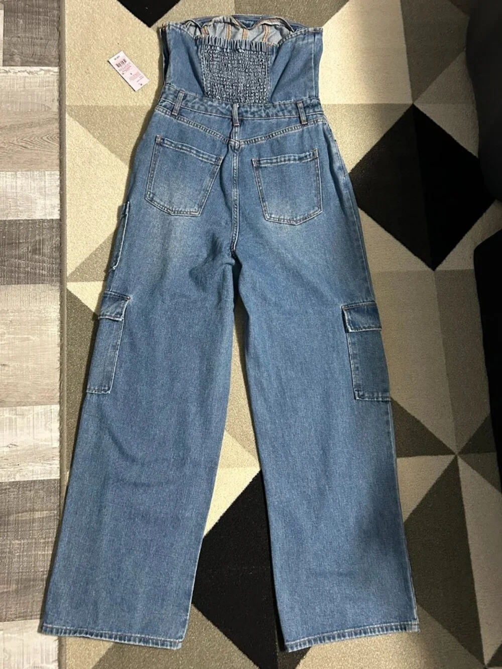 wild fable Denim Strapless Cargo Jumpsuit - Light Blue - Picture 7 of 12